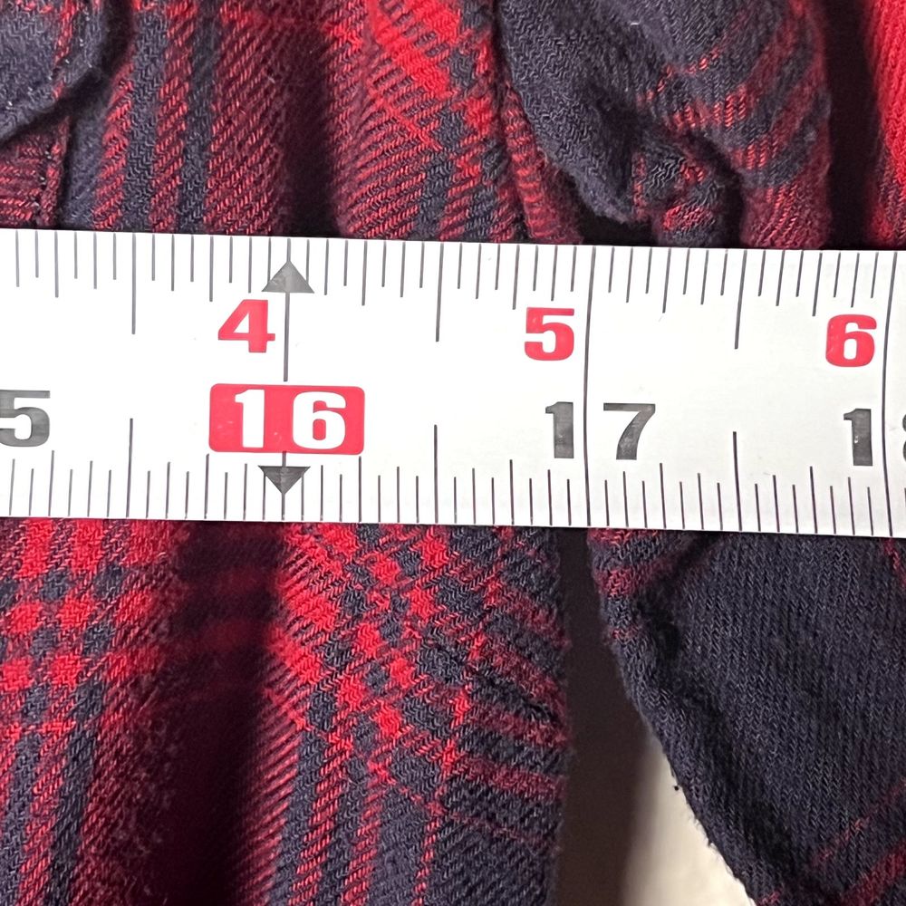 J. Crew Sz XXS Long-Sleeve Flannel Shirt Dress Red Navy Checkered 100% Cotton - Picture 9 of 11